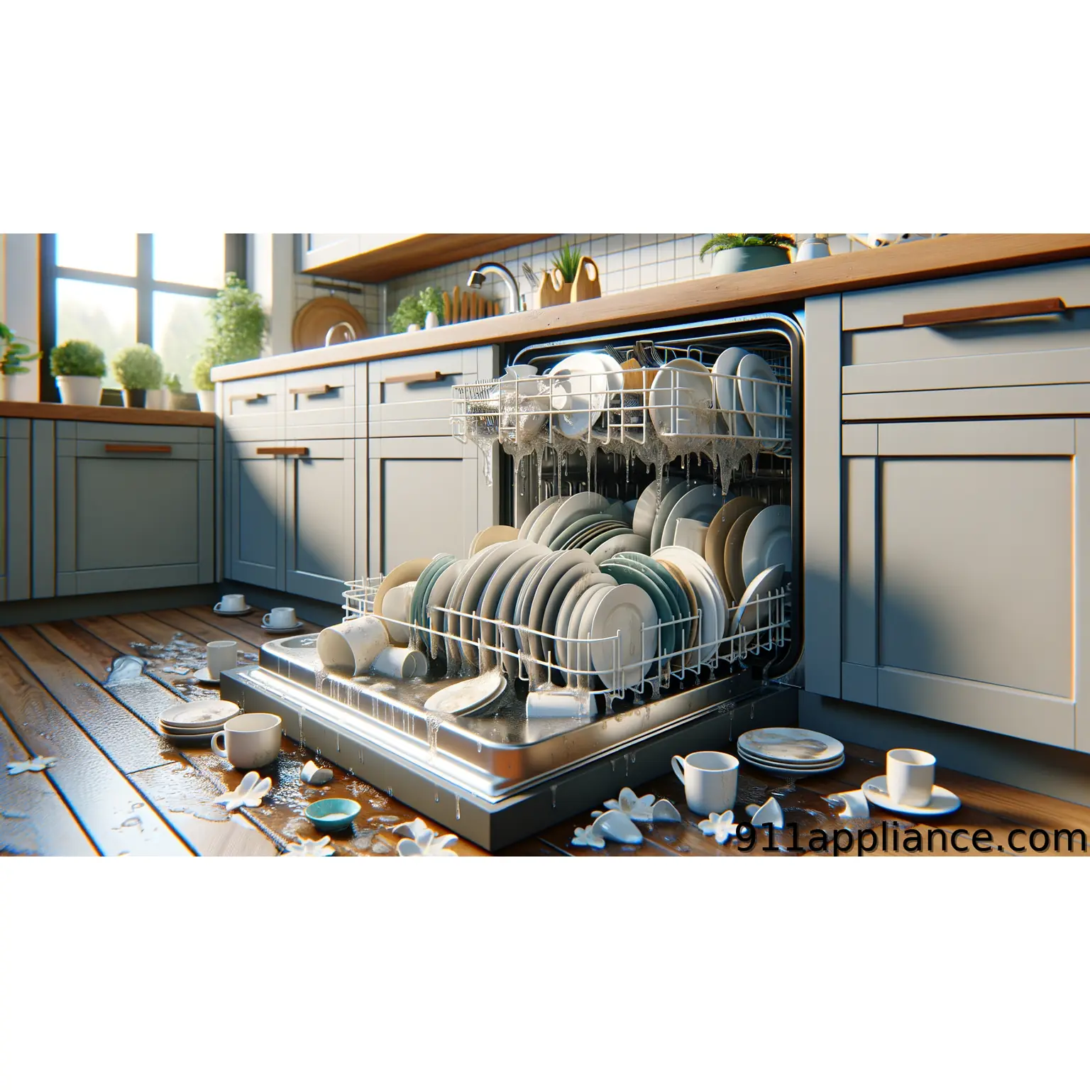 How to Unclog a Dishwasher Drain and Prevent Future Blockages for Better Performance Overflowing dishwasher and broken dishes