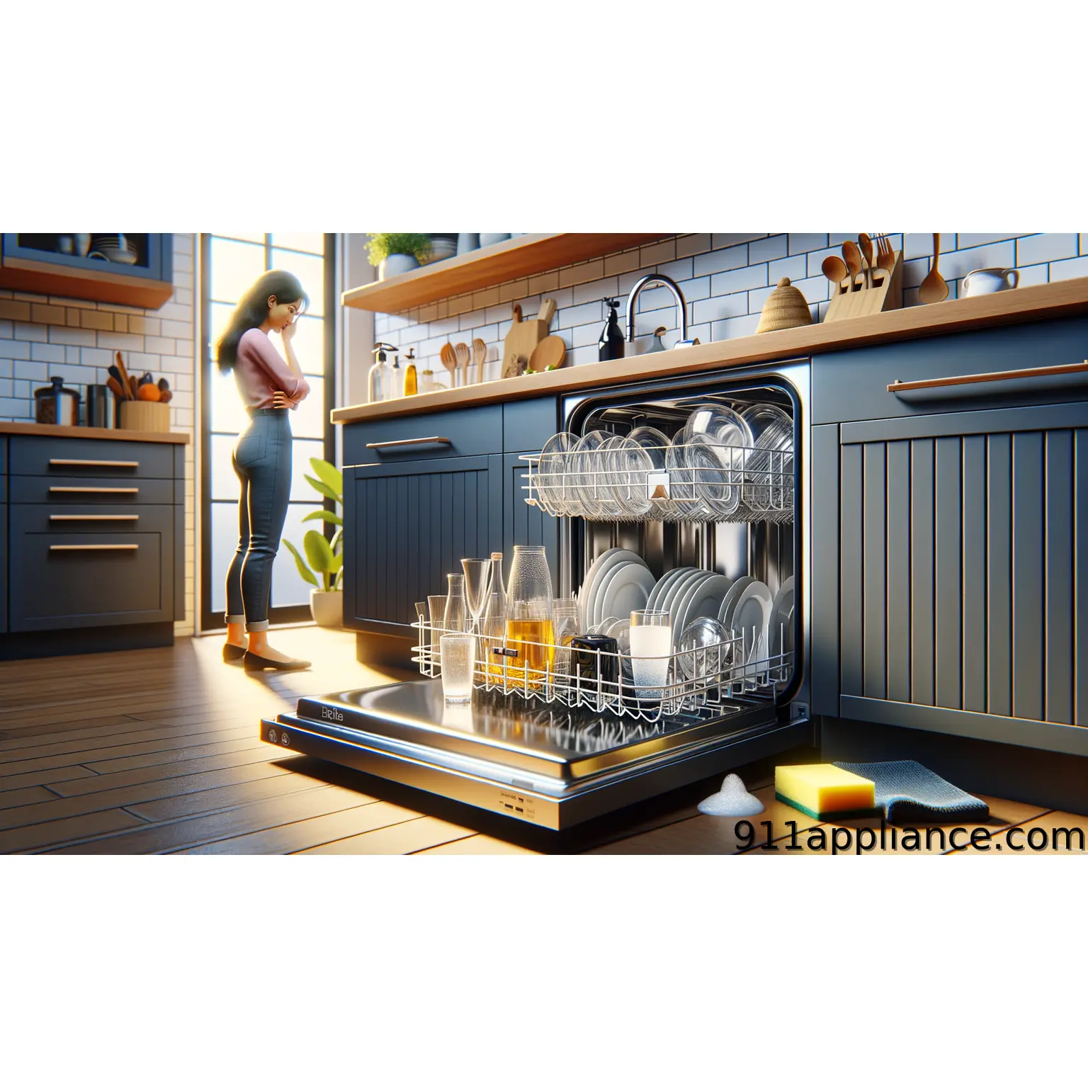 Woman loading dishwasher with dishes