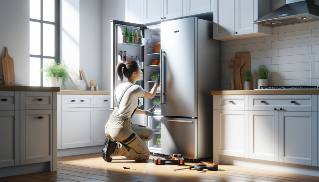 Fridge repair in modern kitchen
