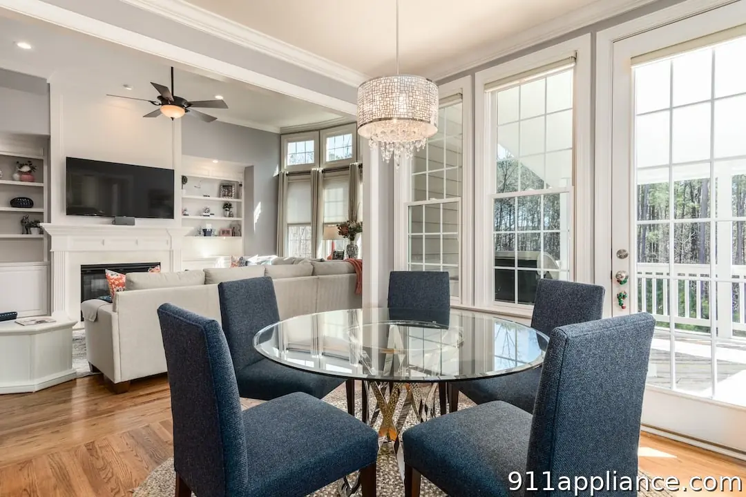 Dining room with glass table