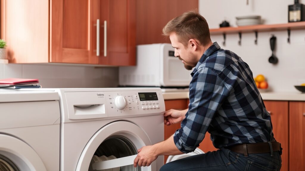 DIY Appliance Repair: A Homeowner's Guide to Saving Money on Common Fixes Man loads washing machine