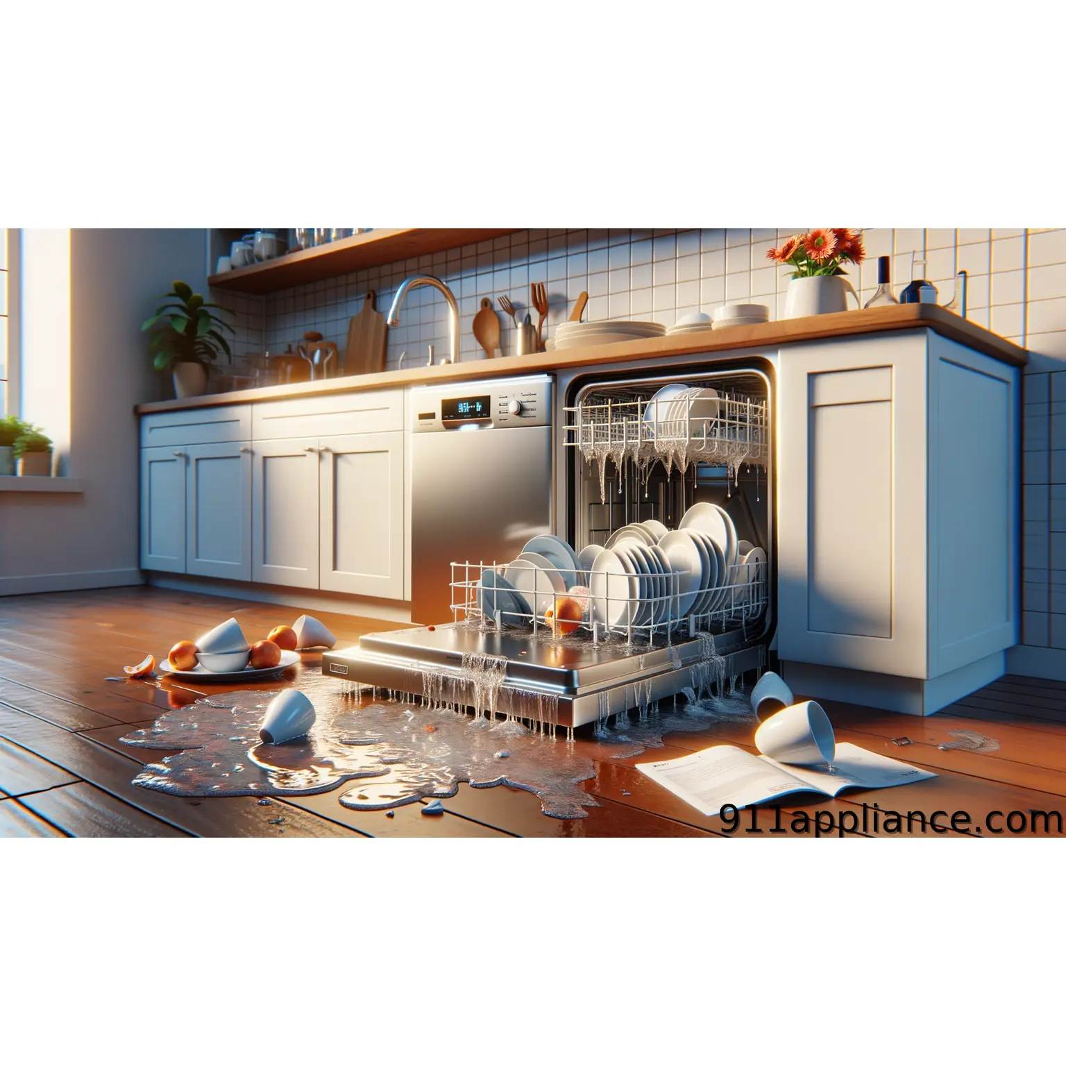 Dishwasher leak with broken dishes
