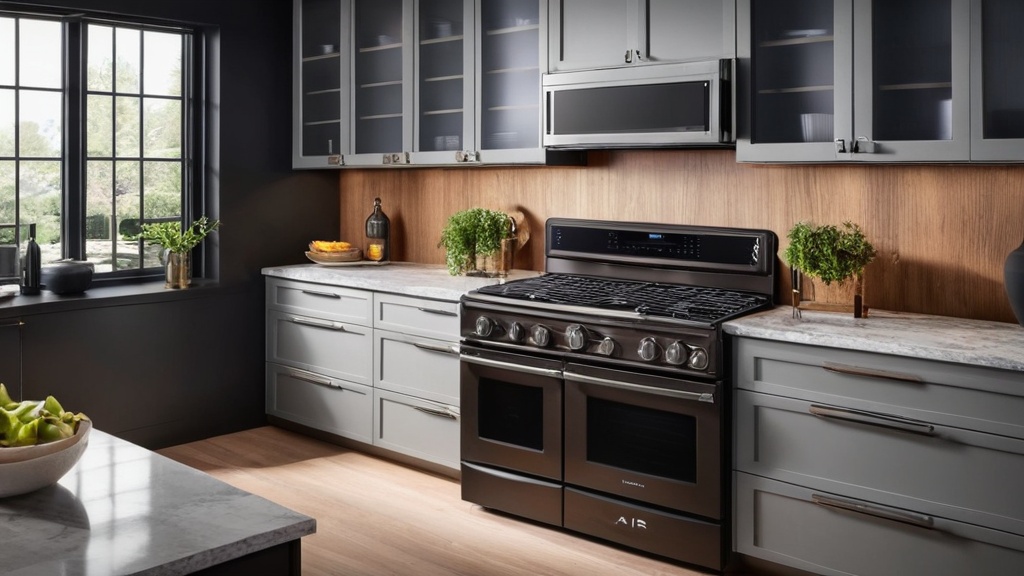 Modern kitchen with grey cabinets