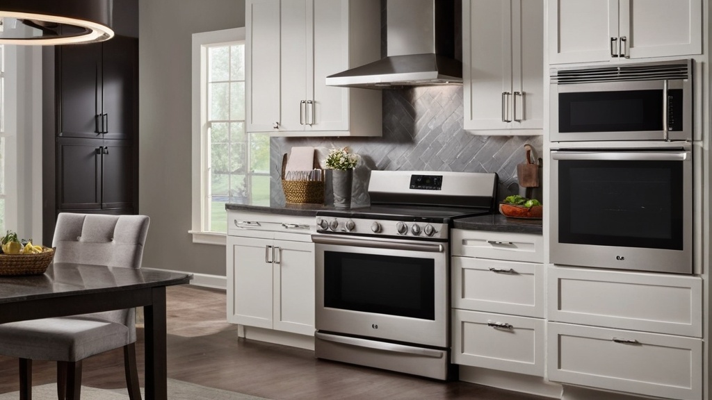 Modern stainless steel kitchen appliances