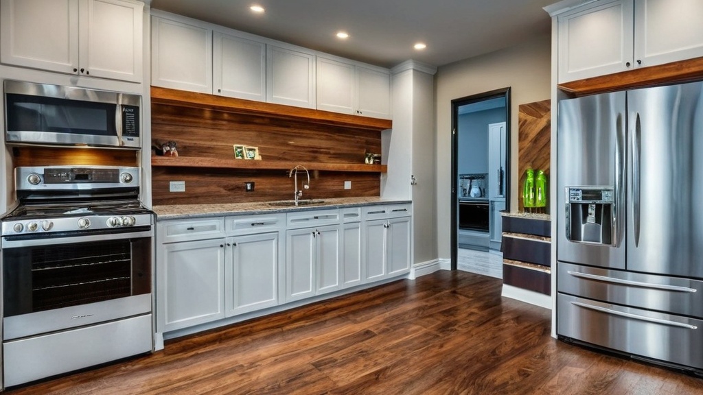Modern kitchen with wooden accents