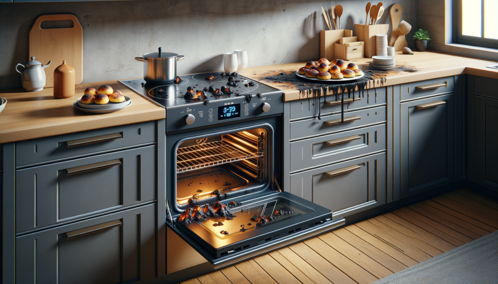 Burning food in kitchen oven