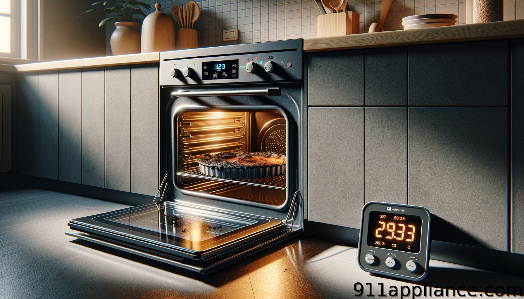 Modern oven with pie baking