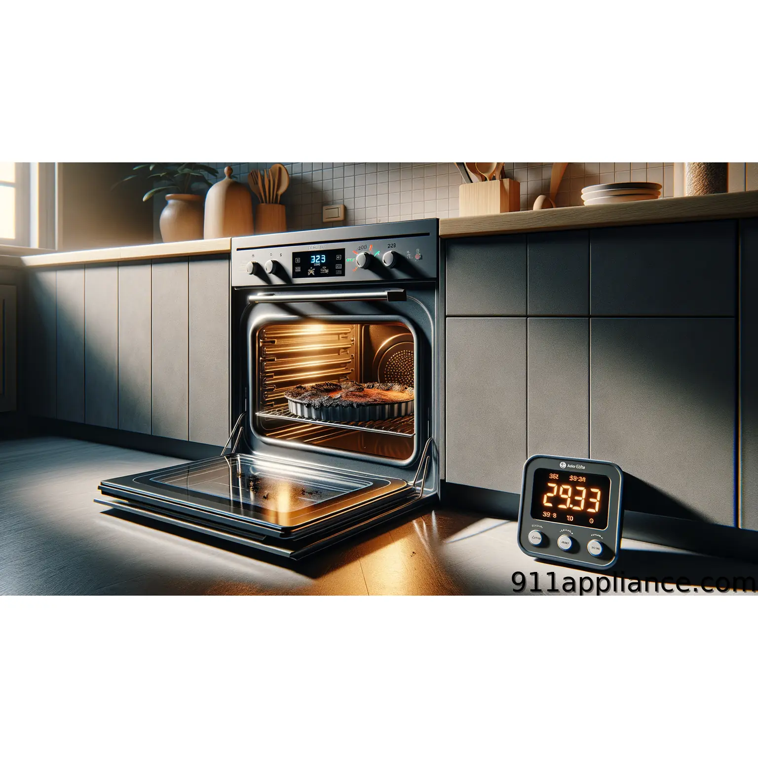 Modern oven with pie baking