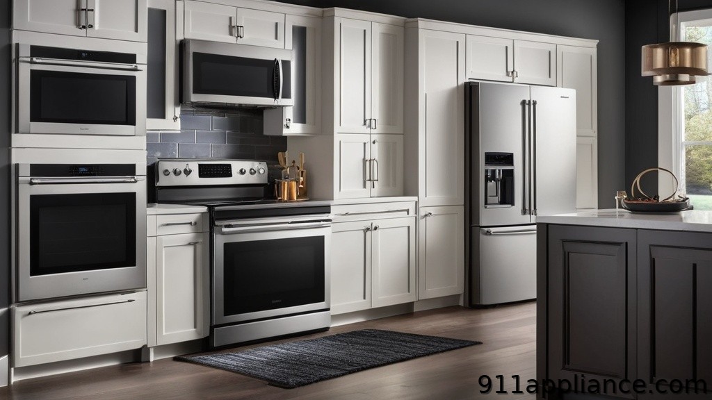 Stainless steel modern kitchen appliances