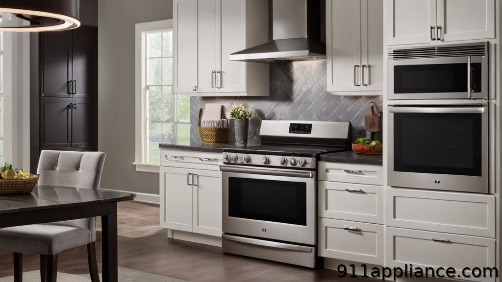 Modern stainless steel kitchen appliances