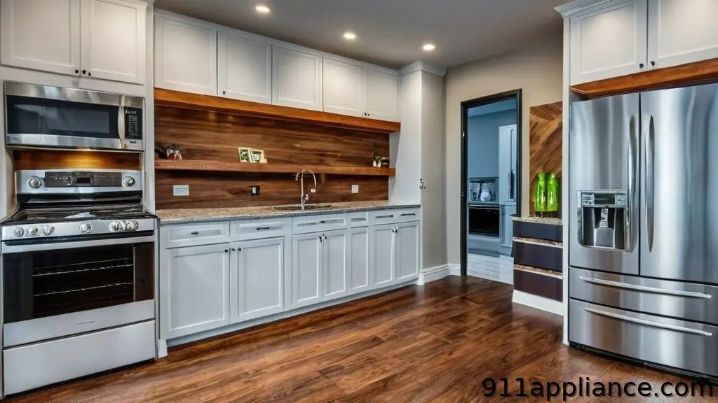Modern kitchen with wooden accents