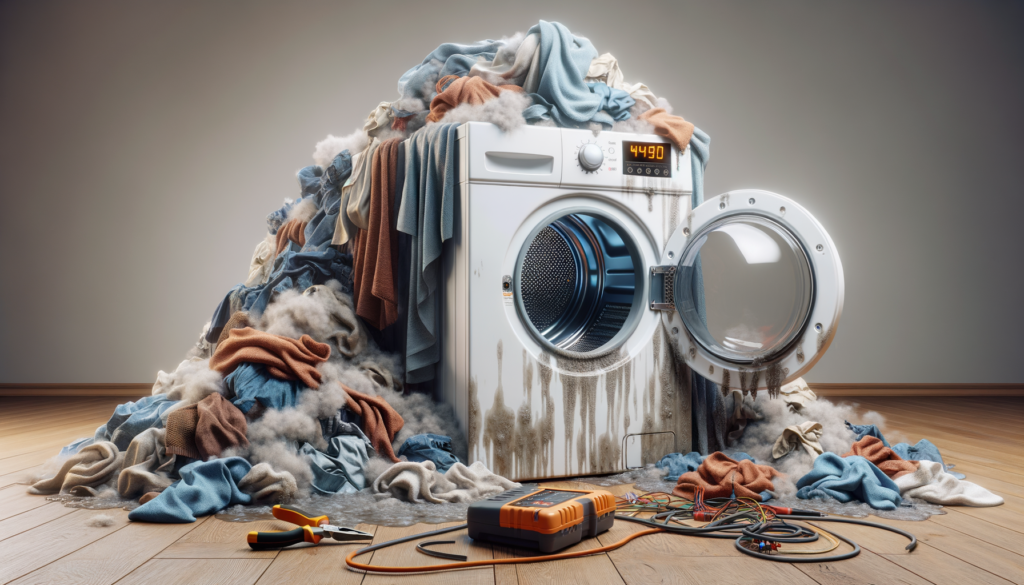 Washing machine with pile of laundry