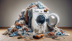 Washing machine with overflowing laundry