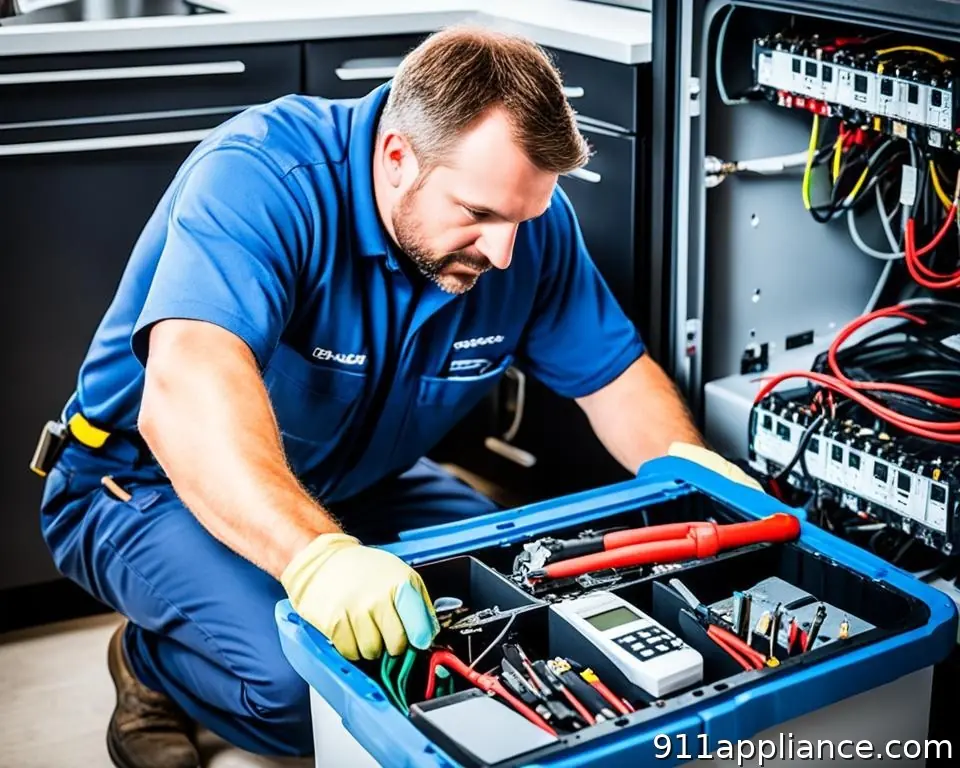 Electrician working on electrical panel
