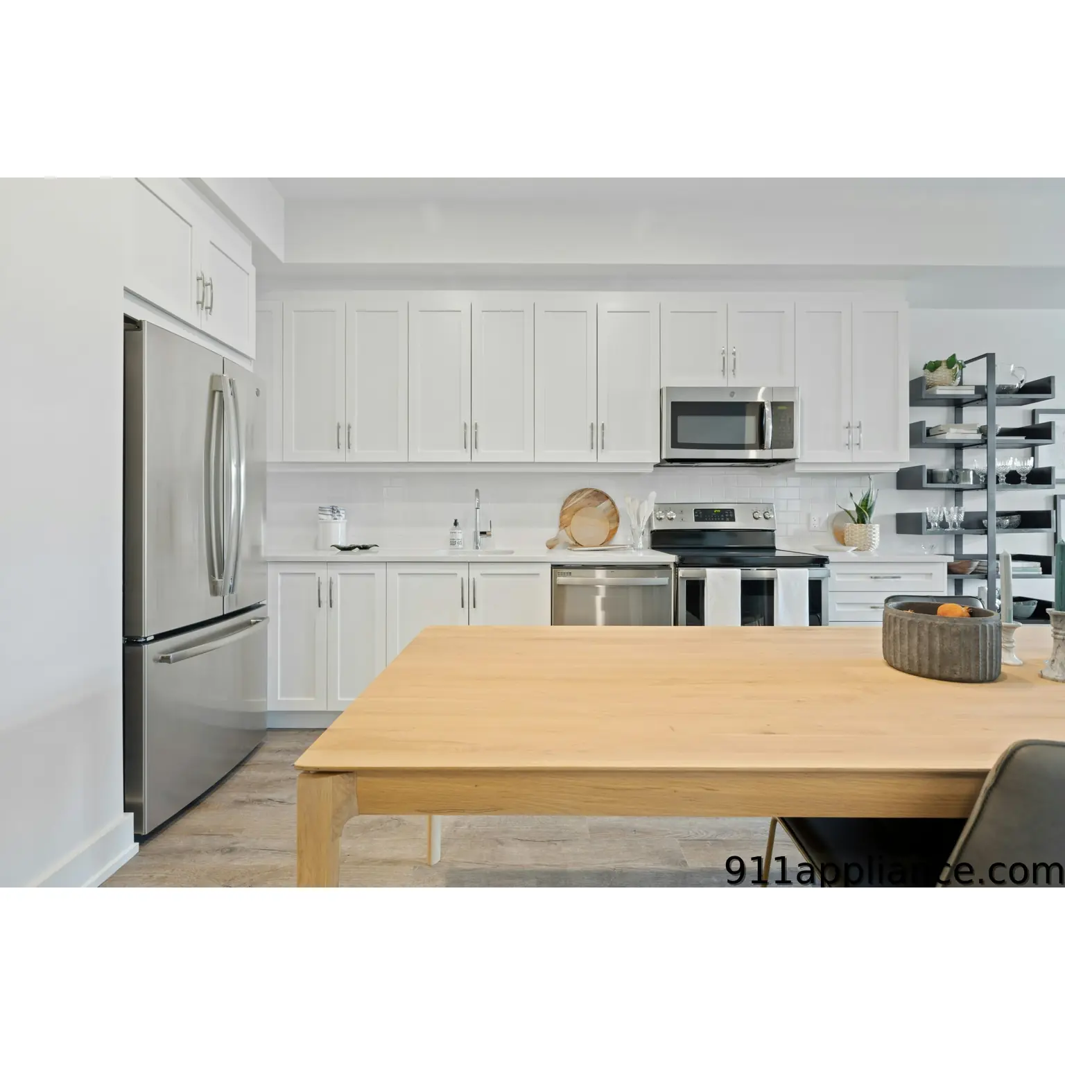 Modern white kitchen with island