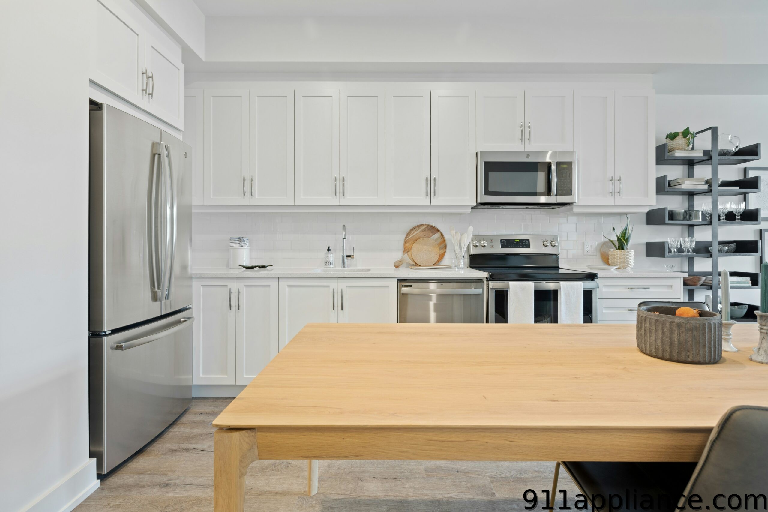 Modern white kitchen with island