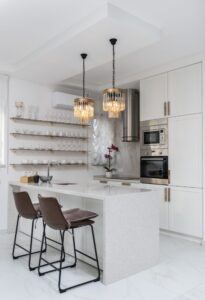 Modern kitchen island with stools