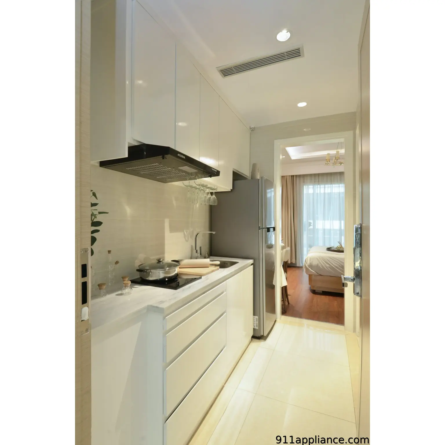 Modern compact kitchen interior