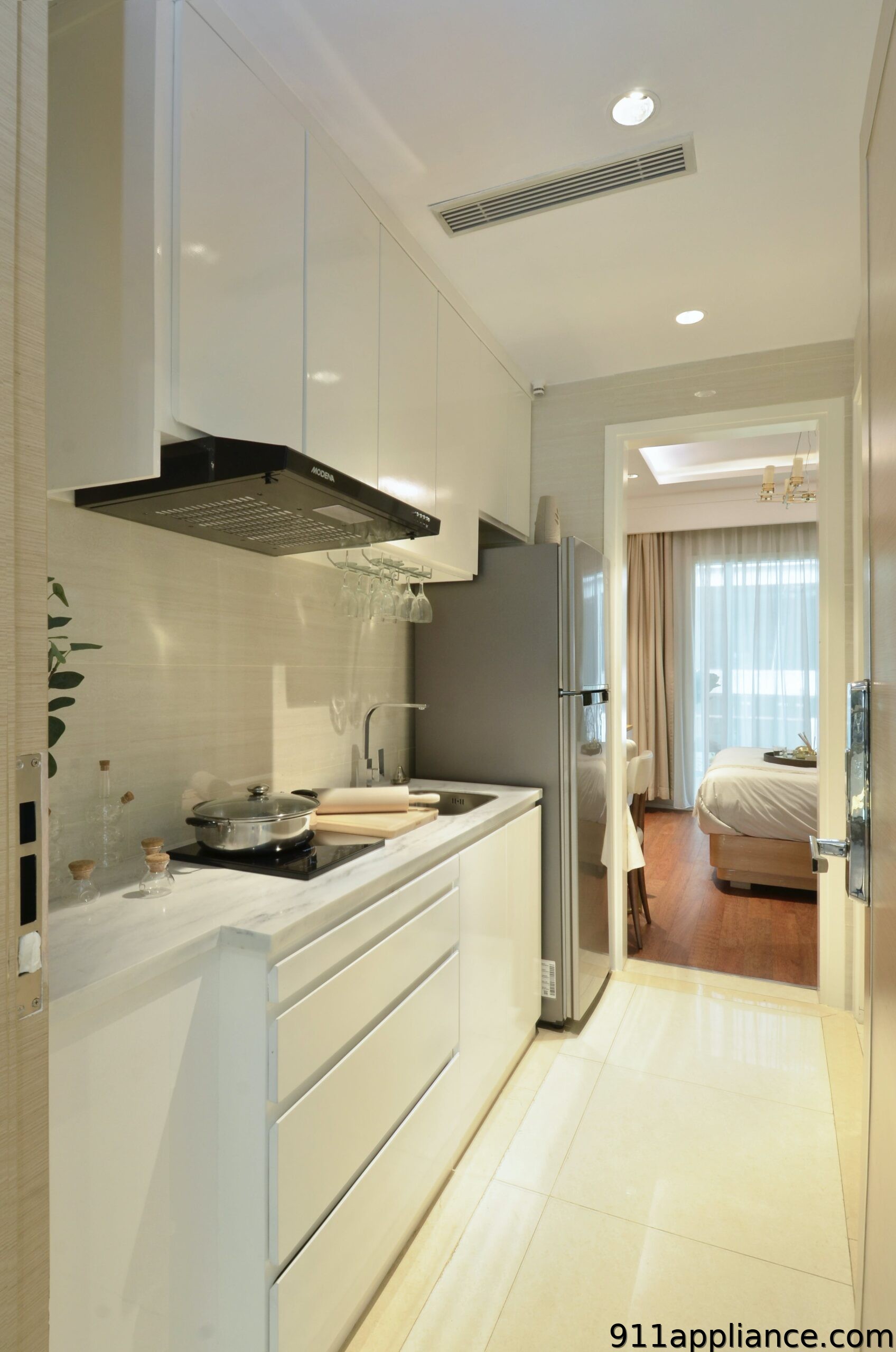 Modern compact kitchen interior