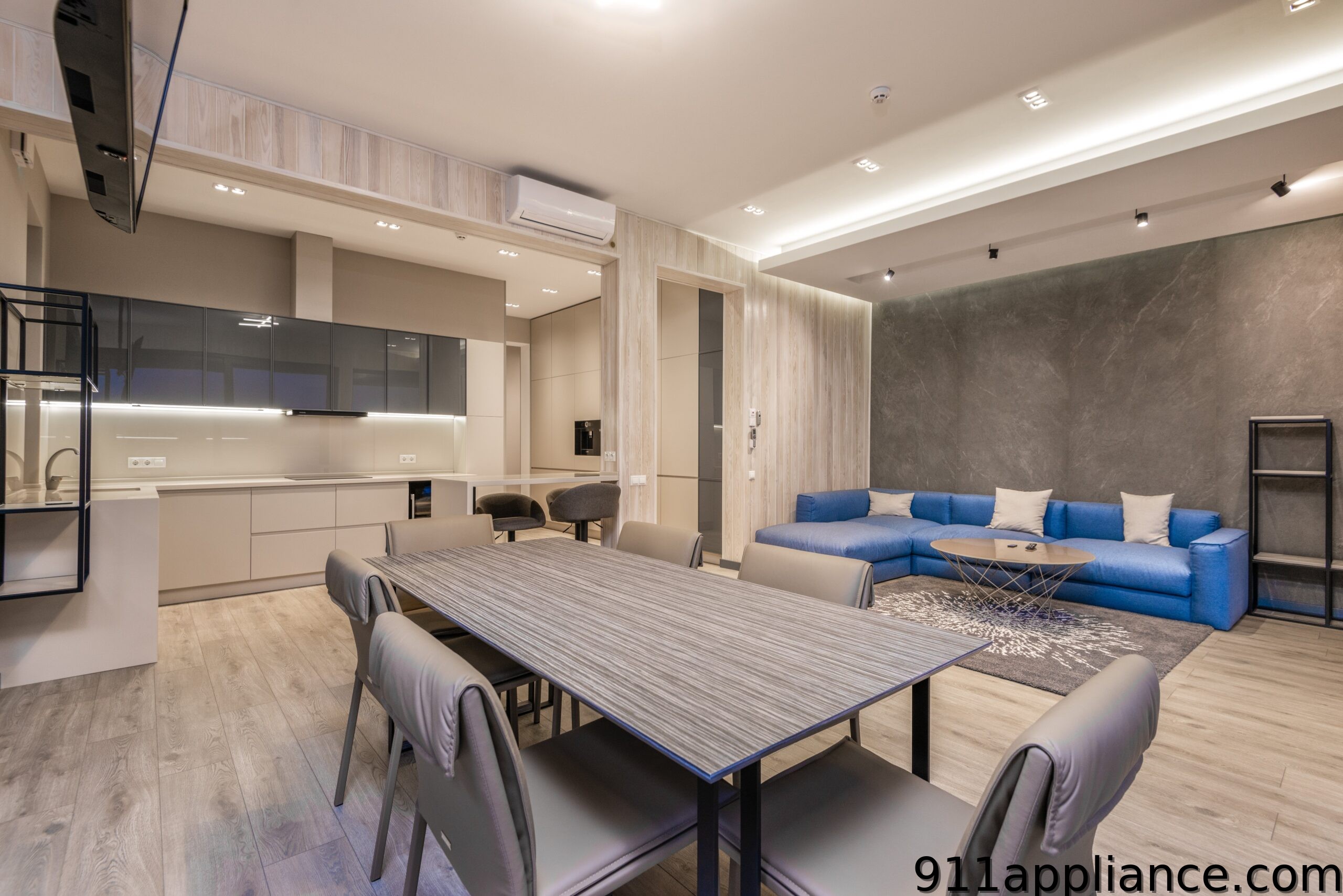 Modern living and dining space