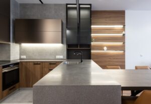 Modern kitchen island and cabinets