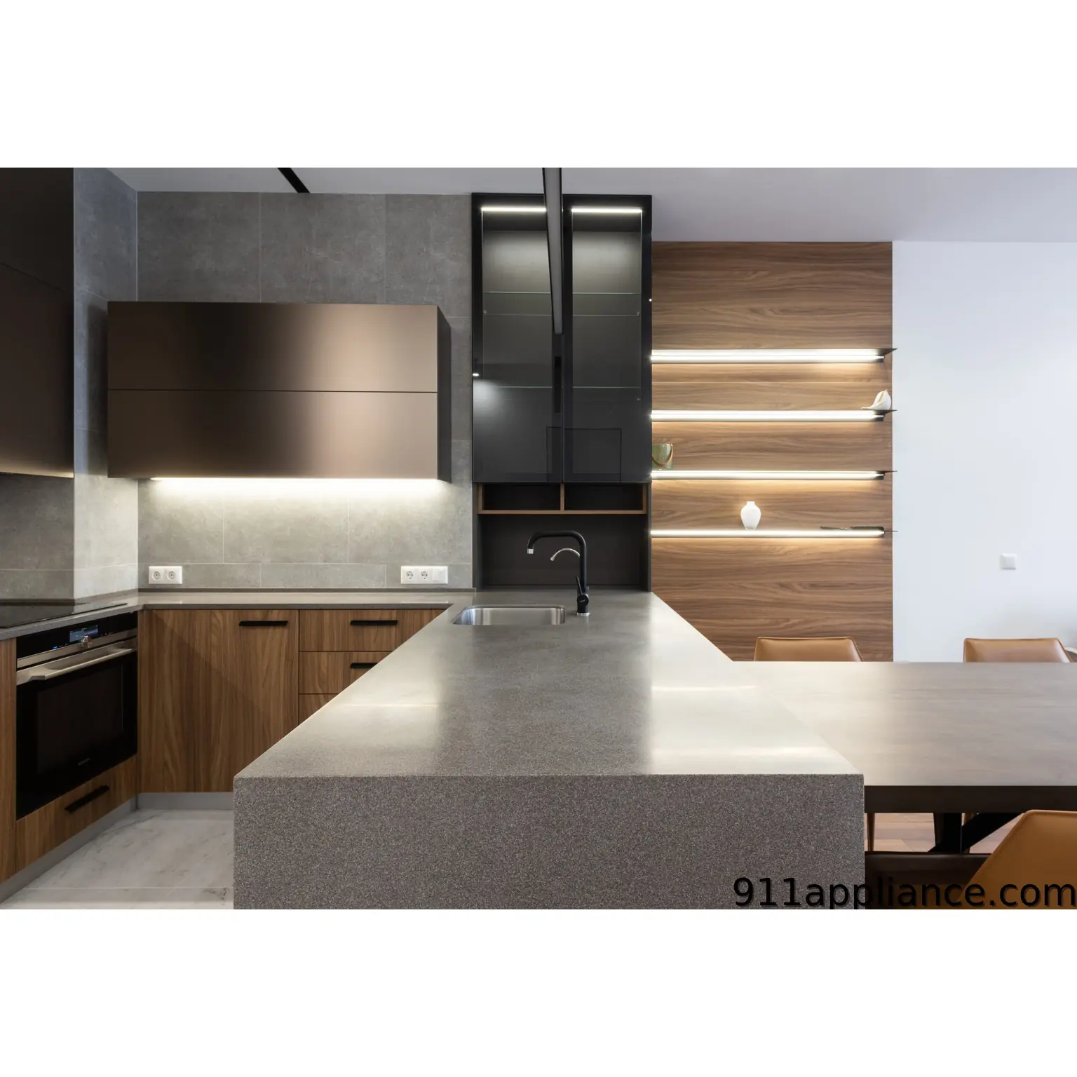 Modern kitchen island and cabinets