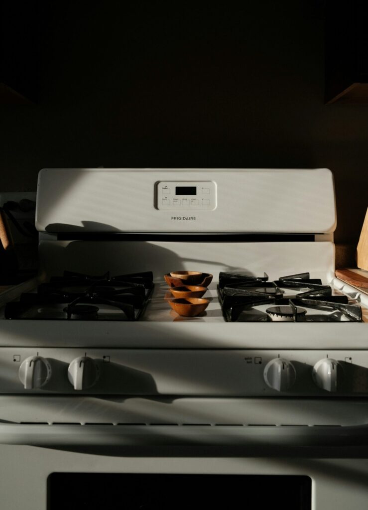 White gas stove cooking