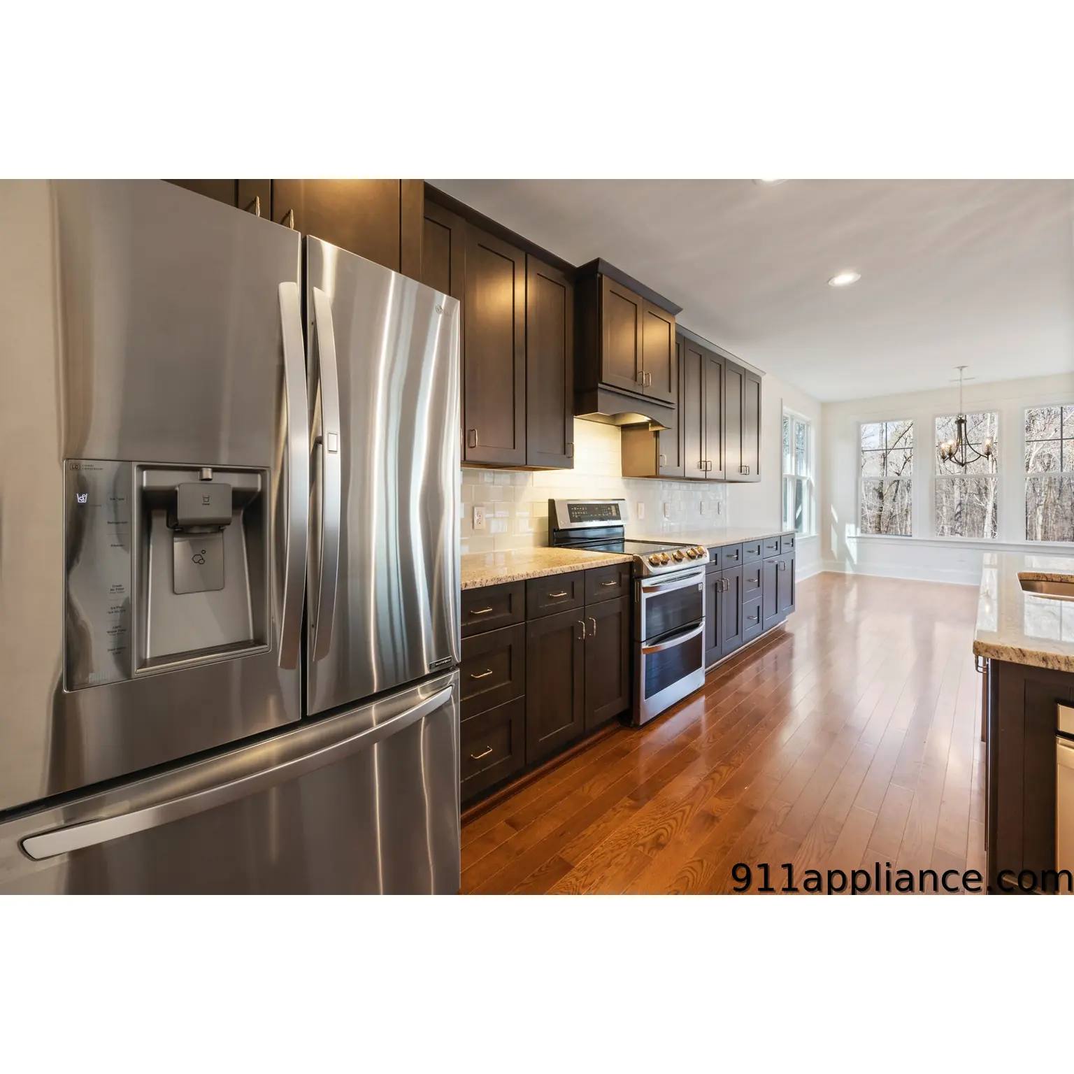 Modern kitchen with stainless steel appliances