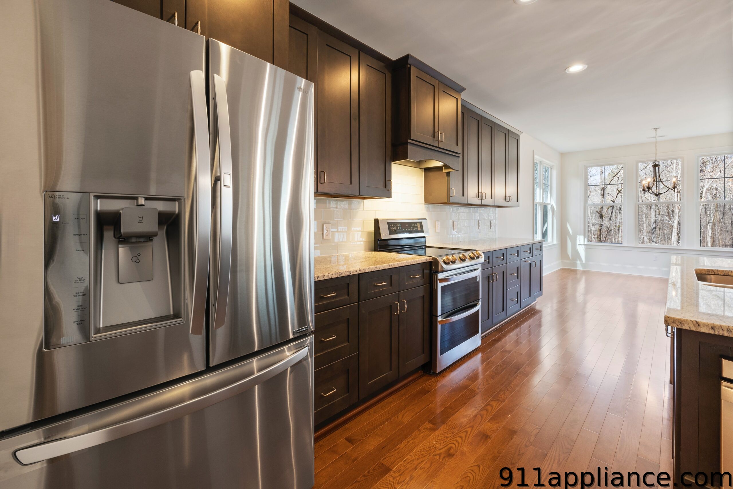 Modern kitchen with stainless steel appliances