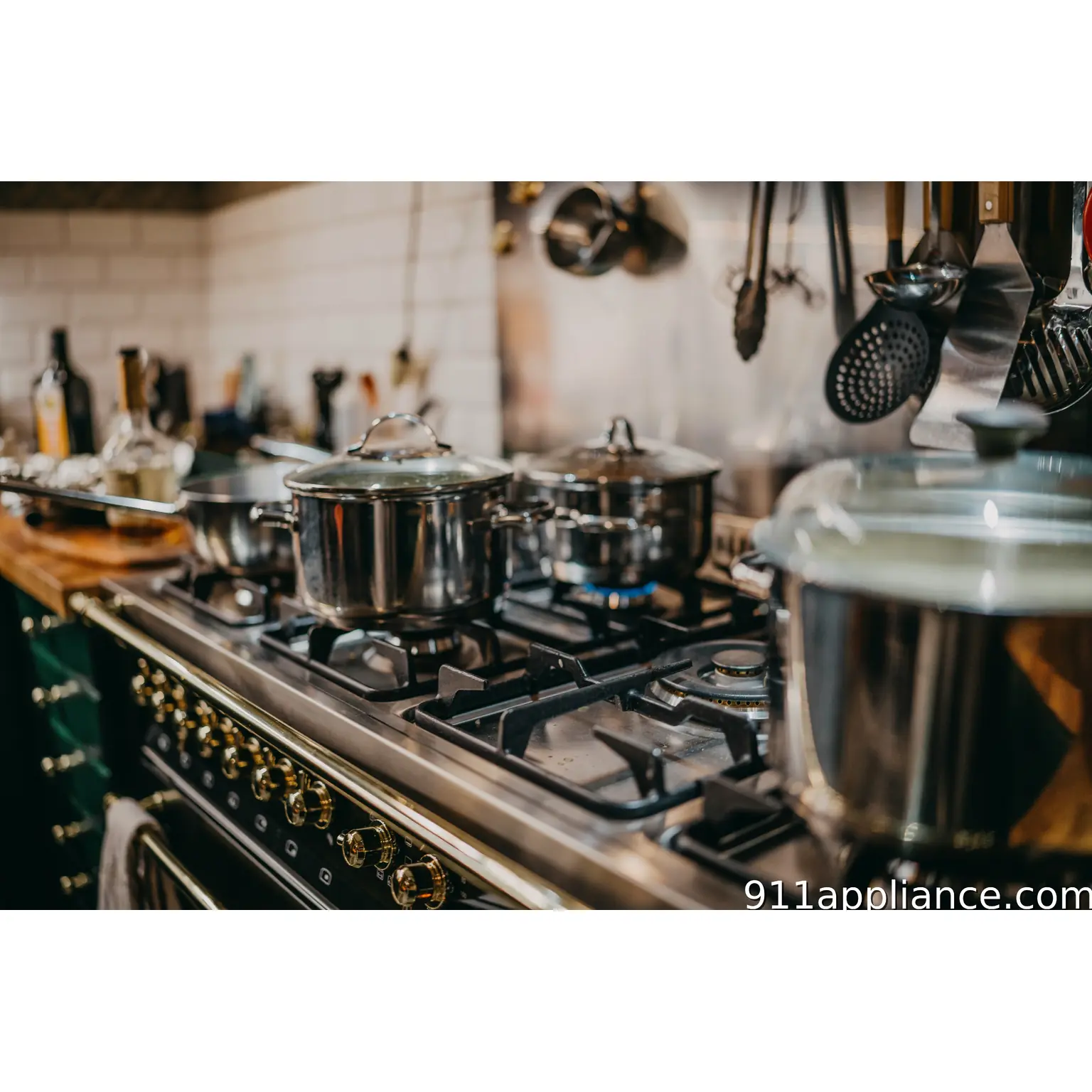 Cooking pots on stove