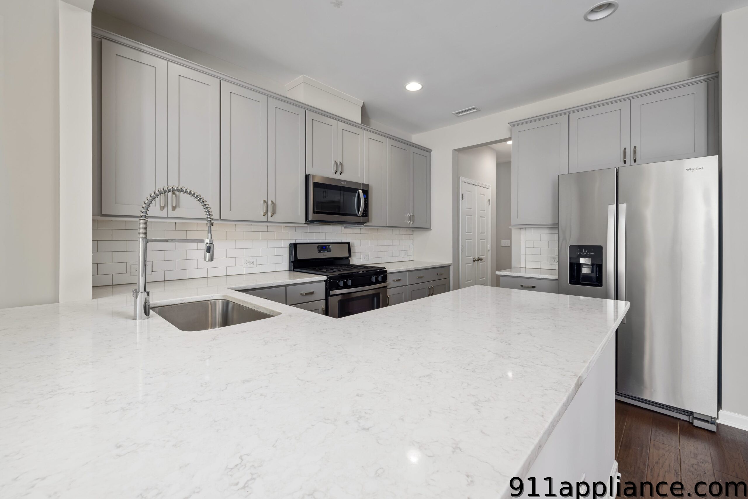 Modern gray kitchen island