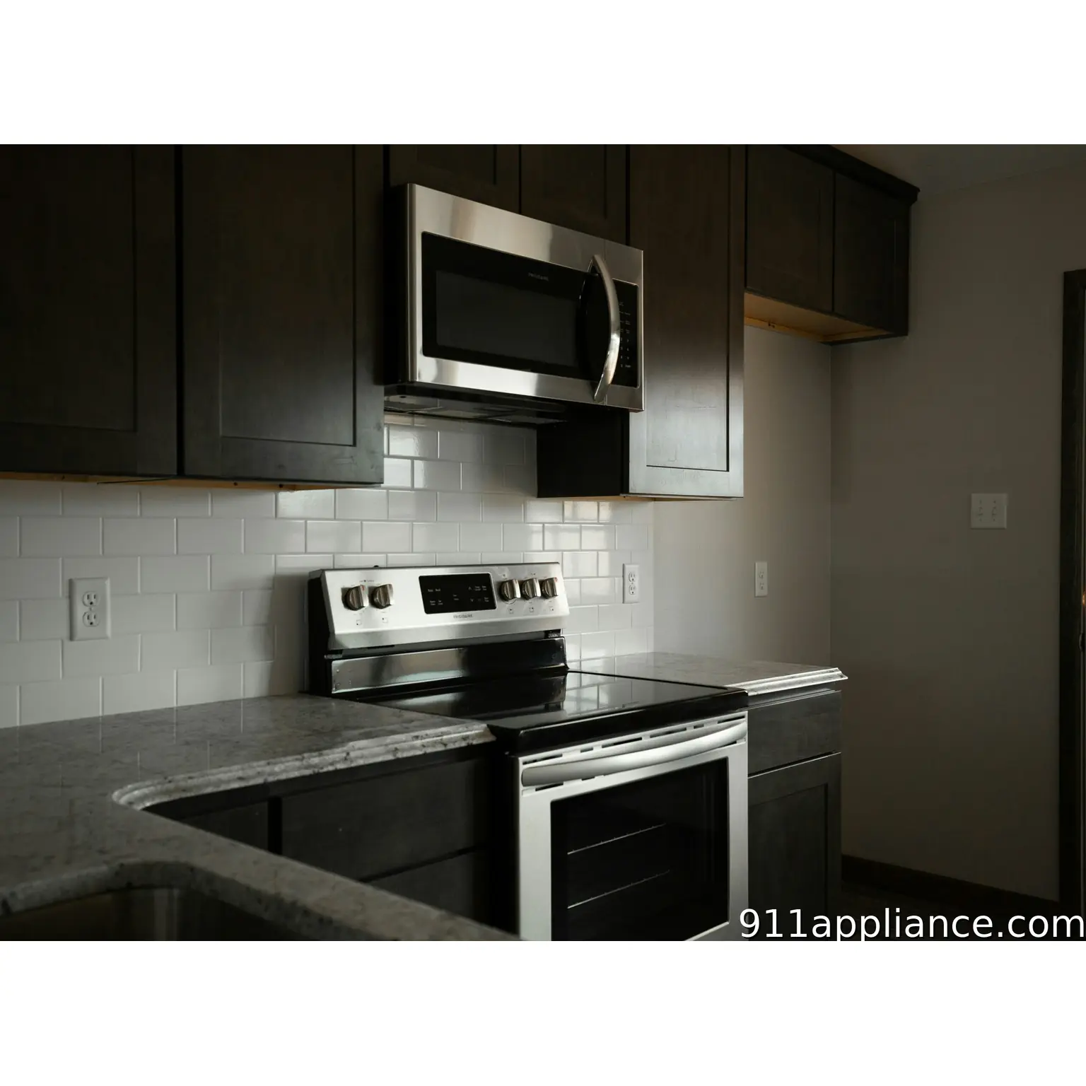Modern kitchen with stainless steel appliances