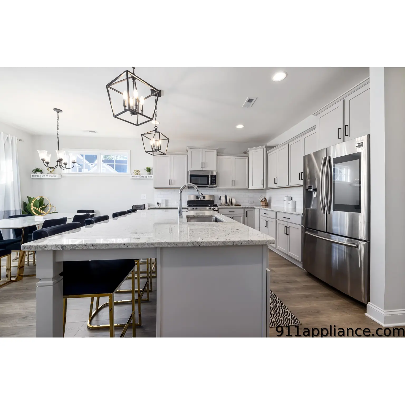 Modern kitchen island and cabinets
