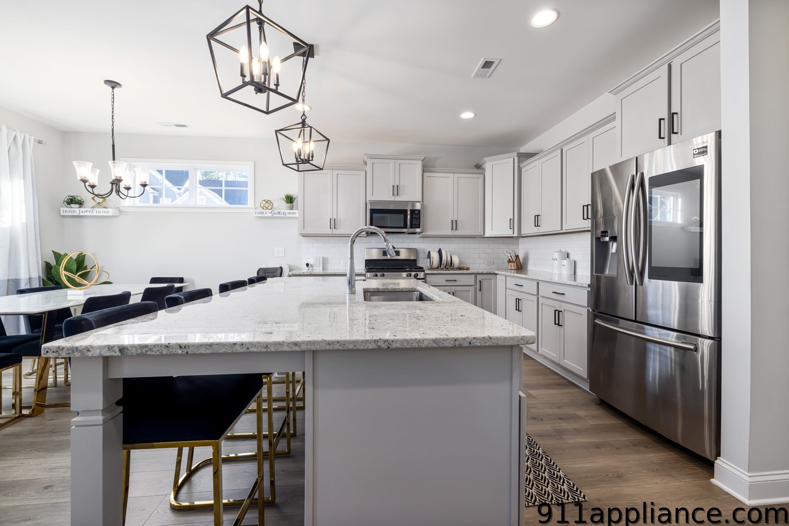 Modern kitchen island and cabinets
