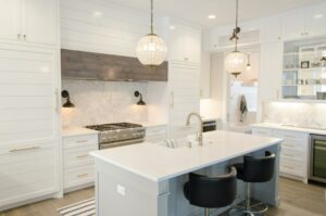 Modern white kitchen island