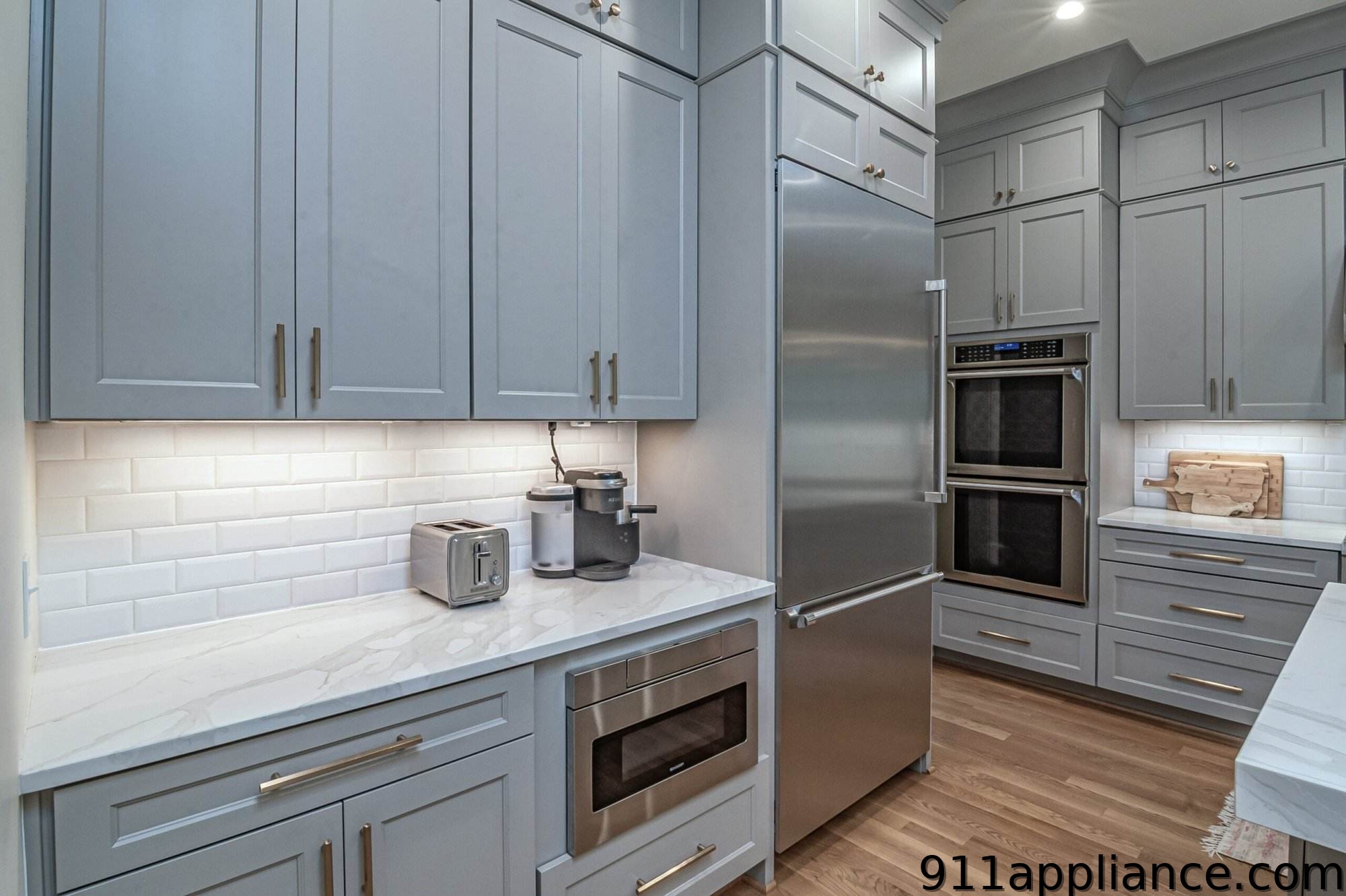 Modern kitchen with stainless steel appliances