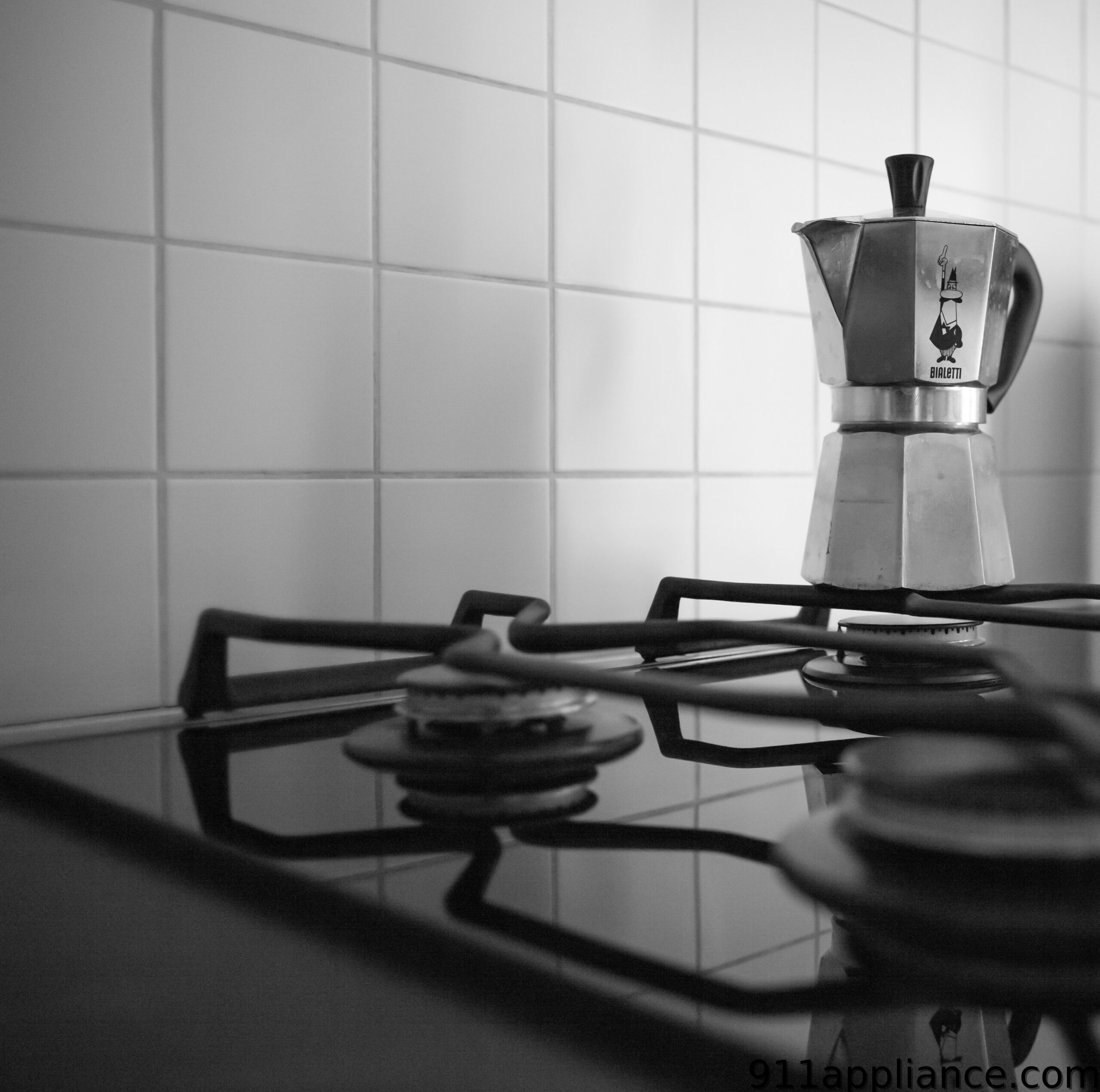 Espresso maker on stovetop