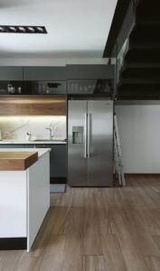 Modern stainless steel kitchen interior
