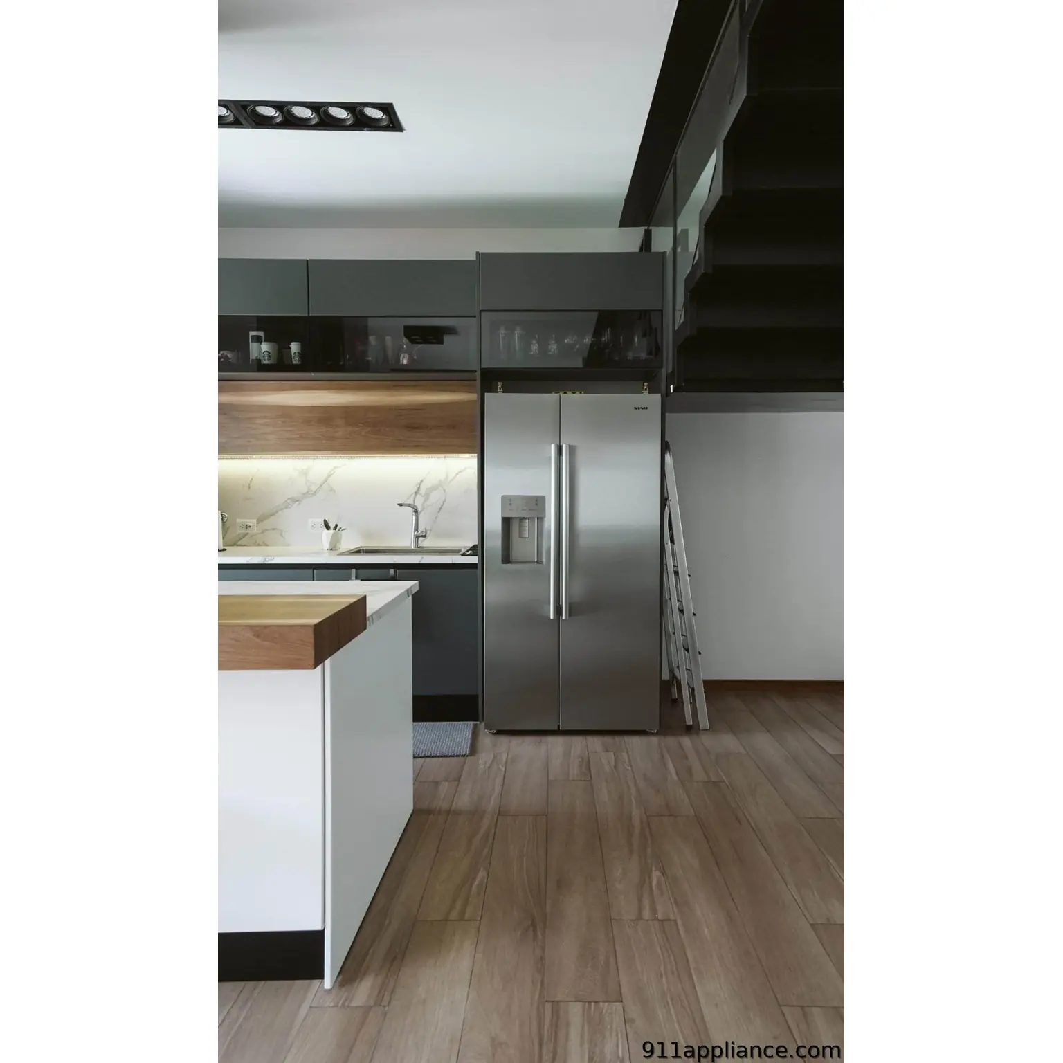 Modern stainless steel kitchen interior