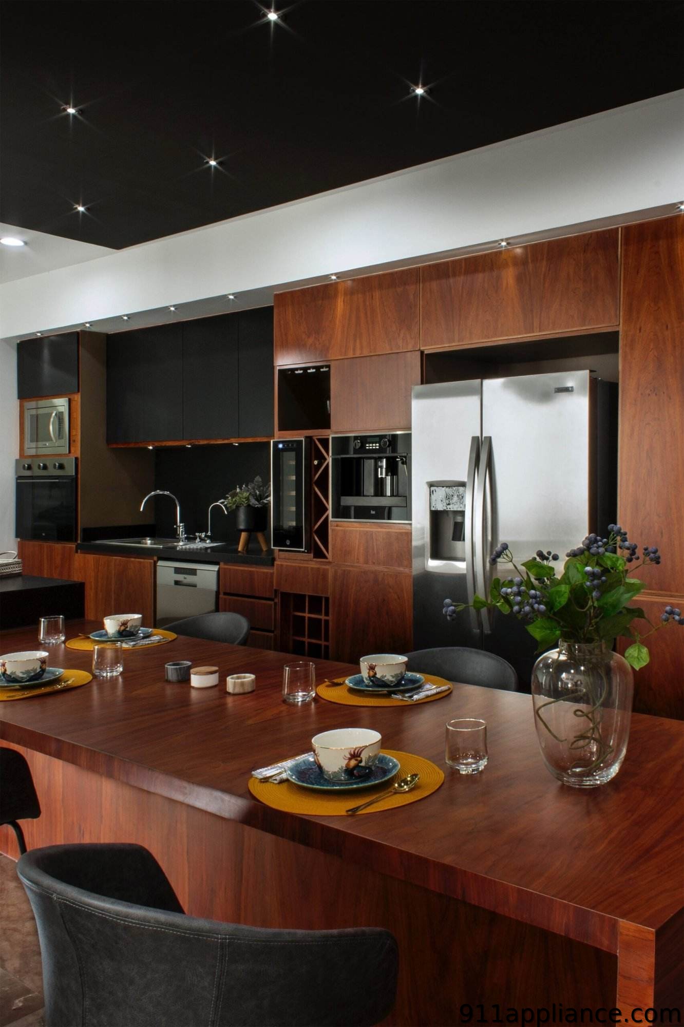 Modern kitchen with island dining