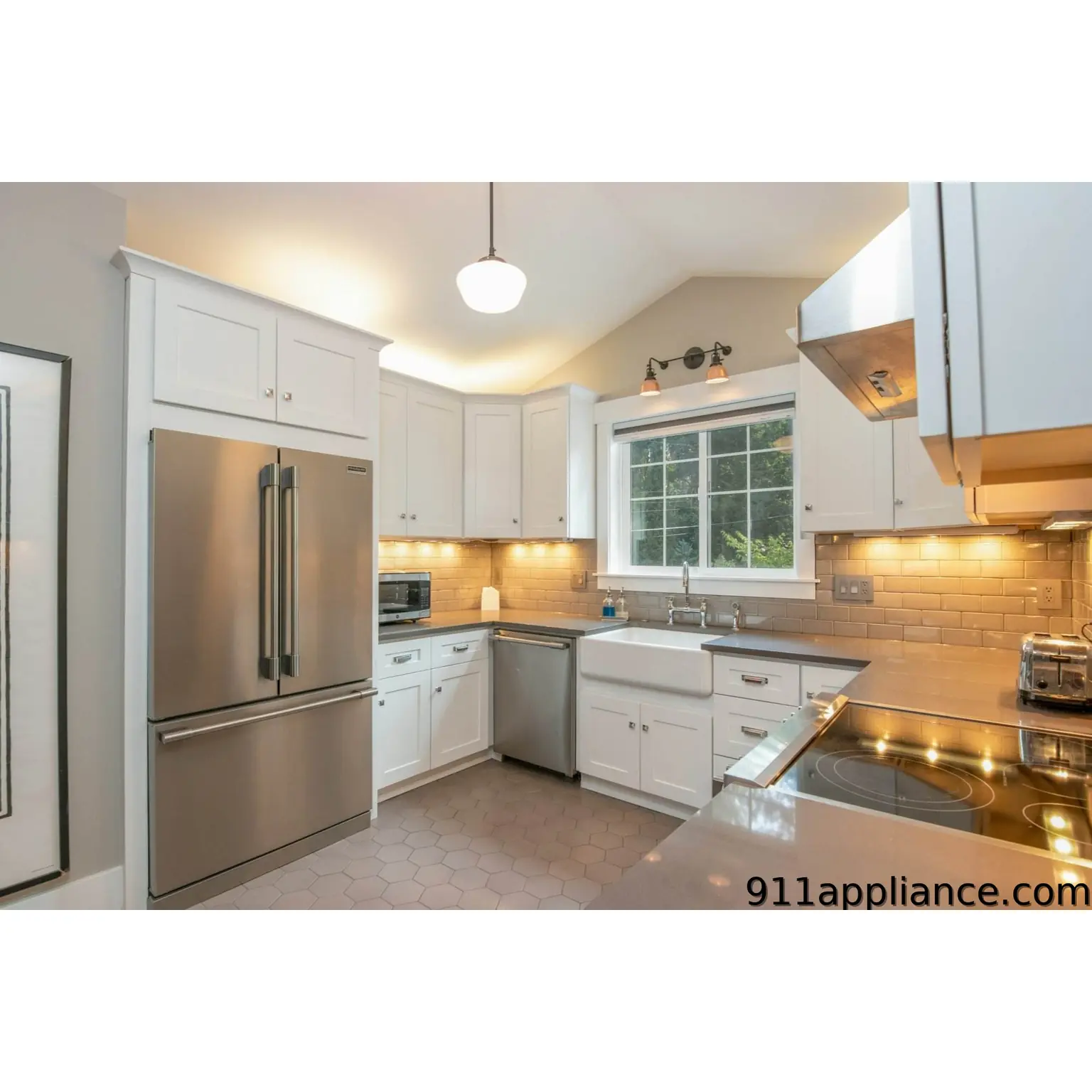 Modern kitchen with stainless steel appliances