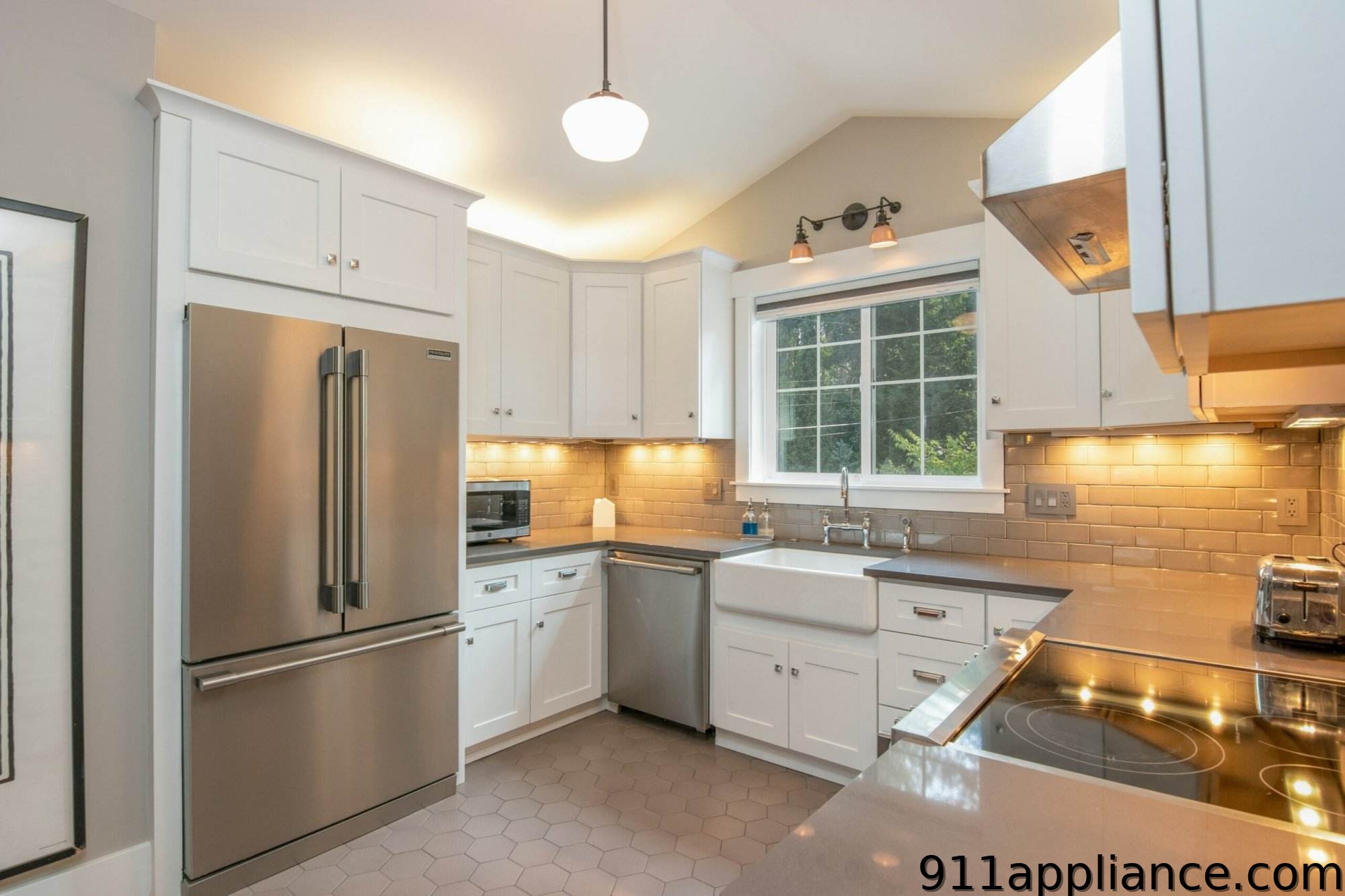 Modern kitchen with stainless steel appliances