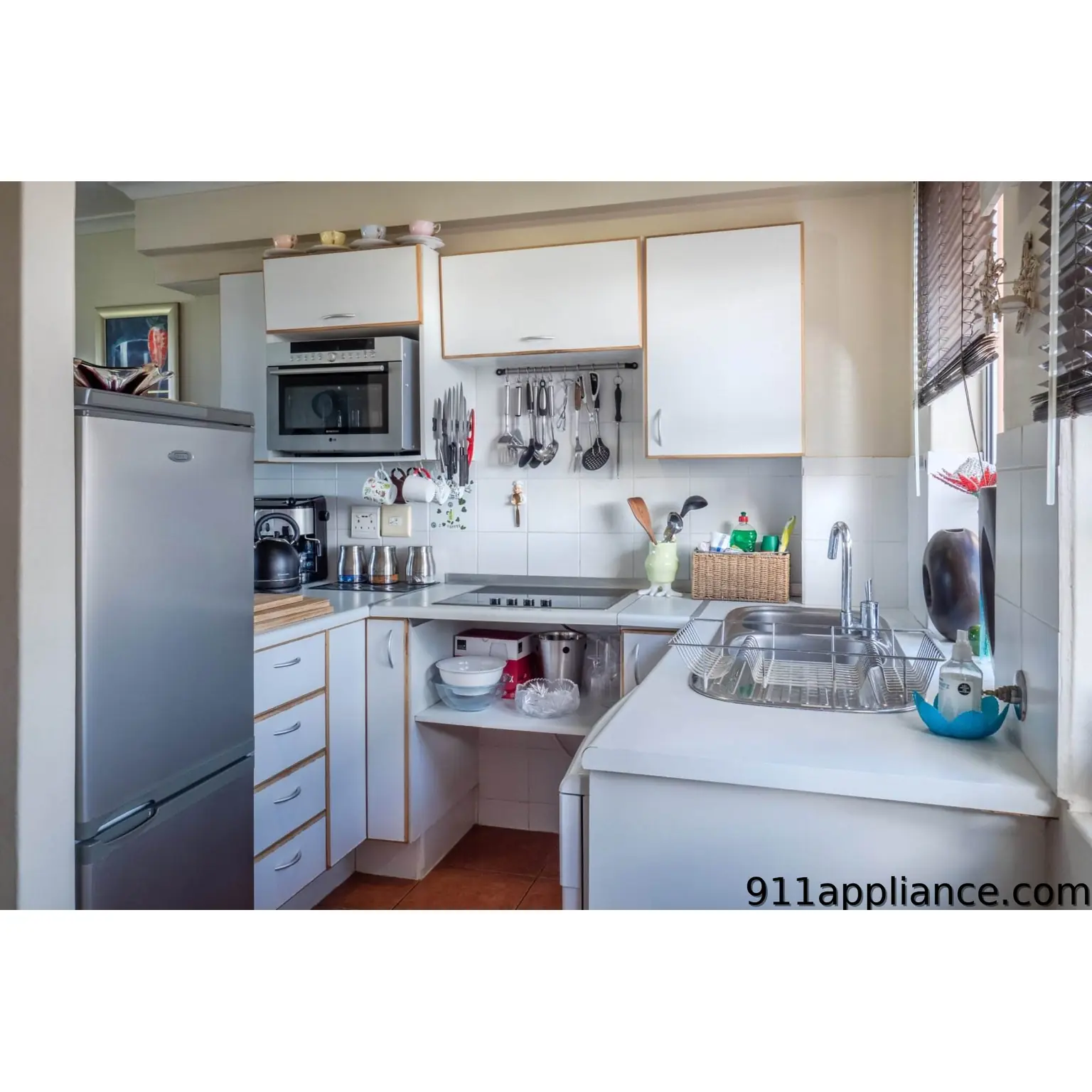 Modern kitchen with stainless steel appliances