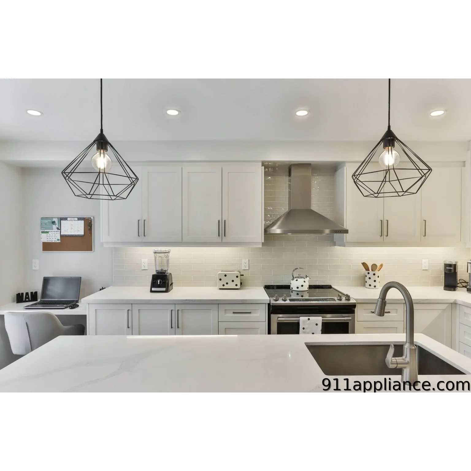 Modern white kitchen with island