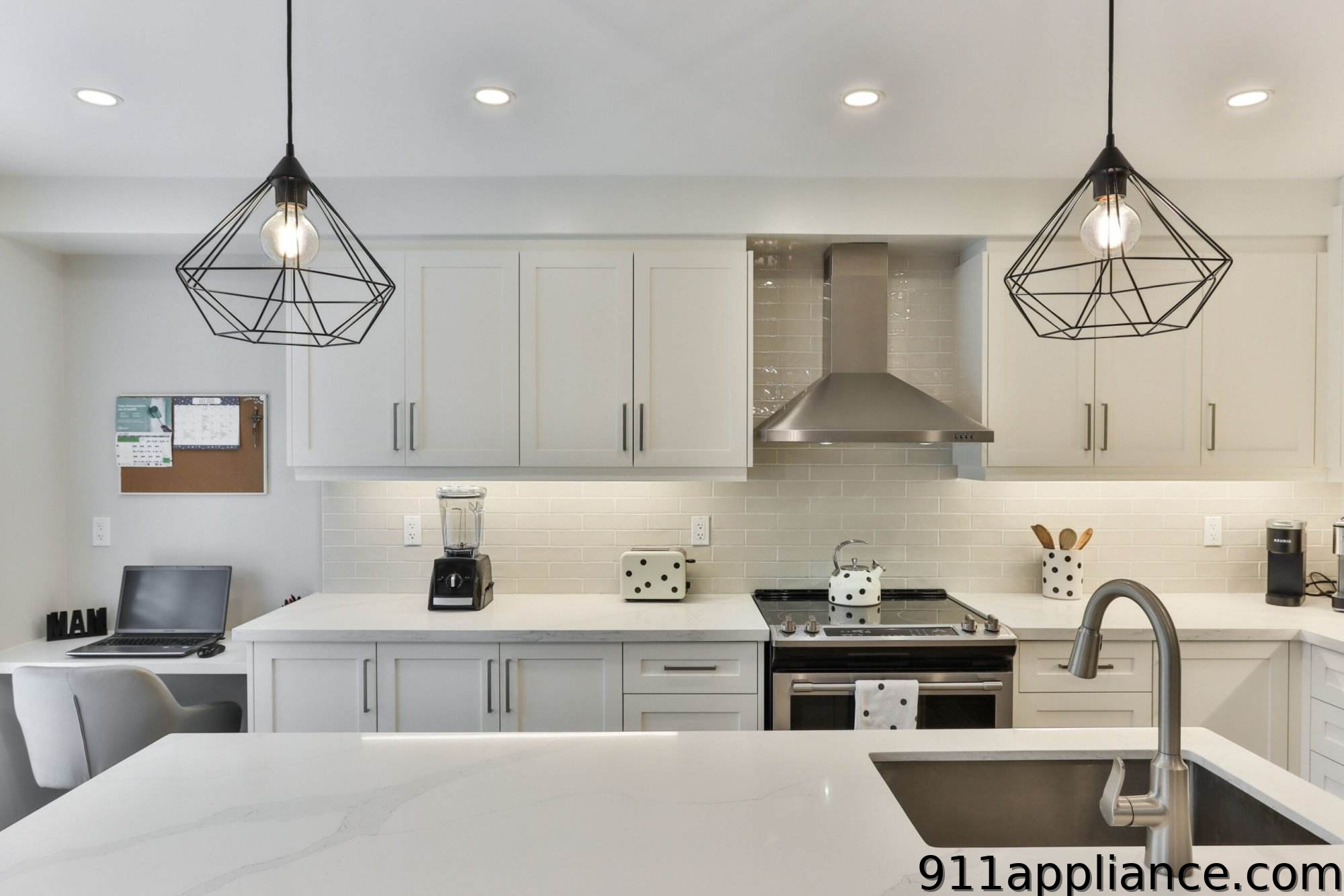 Modern white kitchen with island