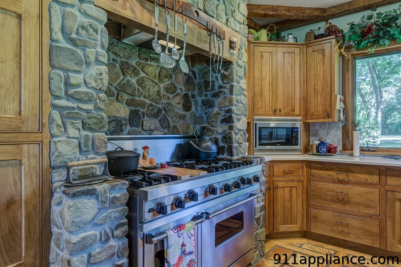 Rustic stone kitchen range