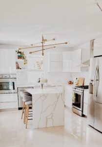 Modern white kitchen with island