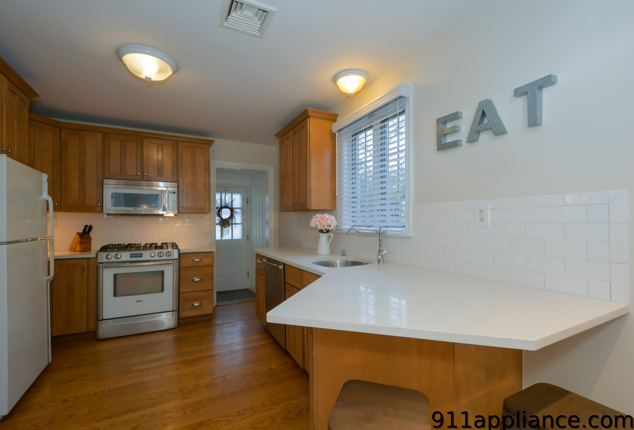 Modern kitchen with wooden cabinets
