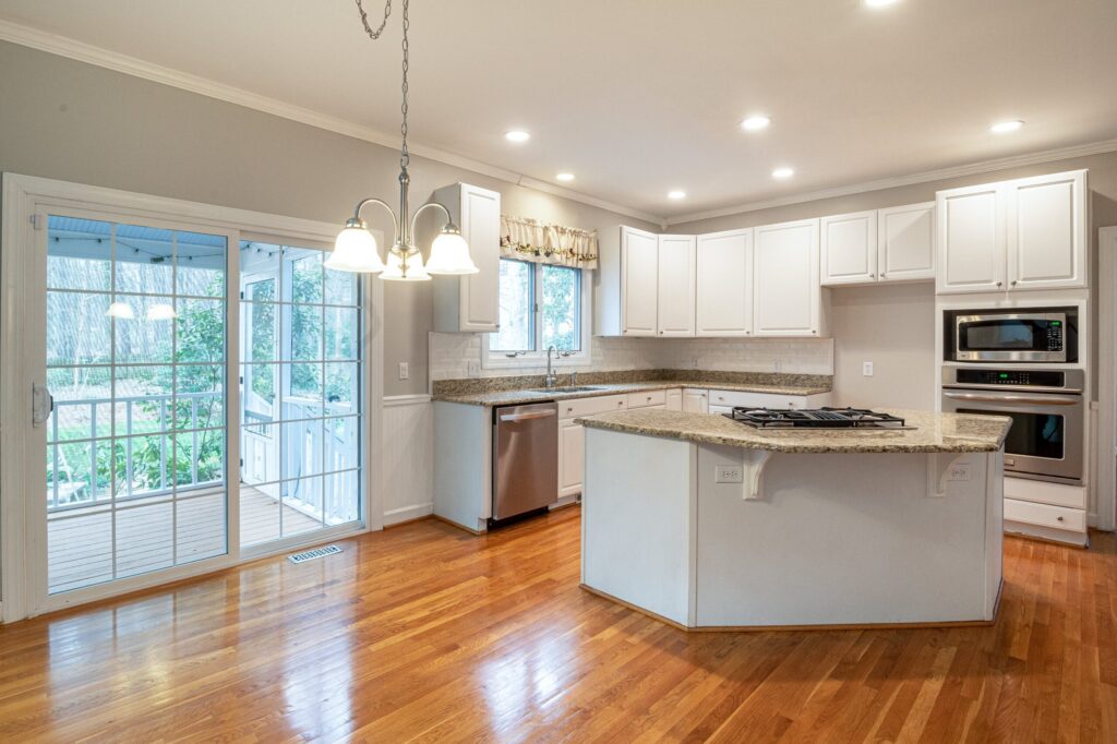 Modern white kitchen with island
