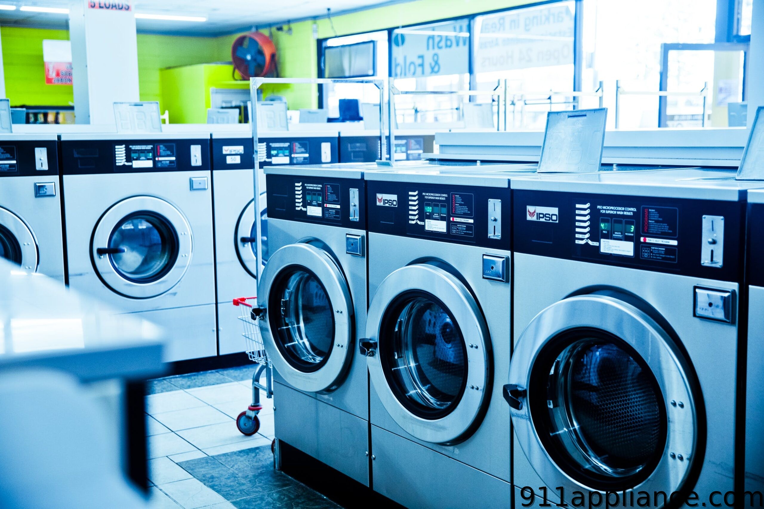 Washing machines in laundromat